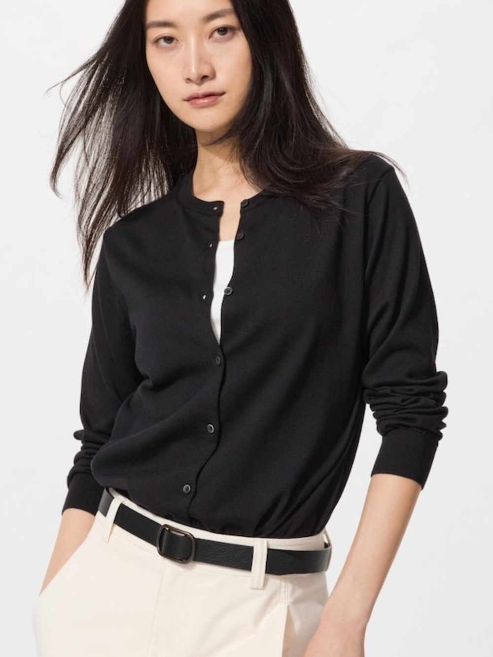 Uniqlo Black UV Protection Crew Neck Button Down Cardigan